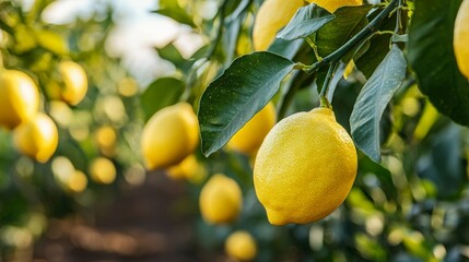 Lemon orchard, sunny harvest, bright fruit