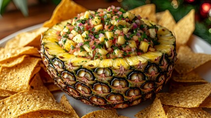Pineapple Salsa Dip with Tortilla Chips