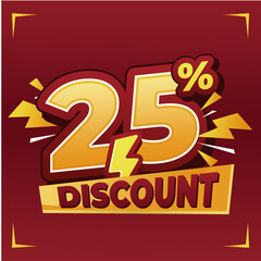 25% discount banner with dynamic typography  lightning effects  and a vibrant red-yellow theme  ideal for e-commerce  sales promotions  and special discount campaigns