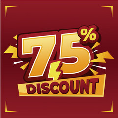 75% discount banner with dynamic typography, lightning effects, and a vibrant red-yellow theme, ideal for e-commerce, sales promotions, and special discount campaigns