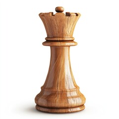 Wooden chess queen piece, isolated on white background
