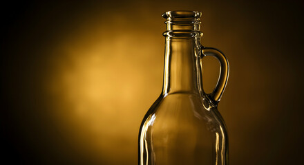 Amber Glass Bottle With Handle Against Dark Background