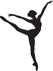 Black silhouette of a ballerina in a graceful jump pose