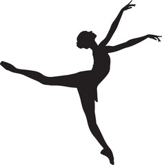 Fototapeta premium Black silhouette of a woman ballerina in a jump pose