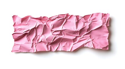 textured pink matte tape piece crinkled naturally isolated on white background perfect for design projects, sticky note accents, and art journal visuals