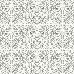 Seamless floral pattern. Hand drawn vector illustration. Outline
