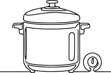 Pressure Cooker Line Drawing Vector Art