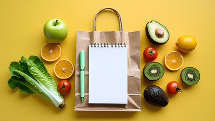 Meal Planning Concept with Mediterranean Diet Food and Fresh Fruit Vegetable