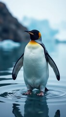 Fototapeta premium Penguin feet in icy waters , wildlife, waddling