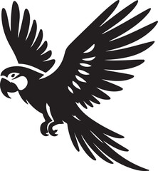 Obraz premium Parrot black silhouette vector, vector illustration of a black parrot