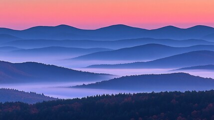 Misty Mountain Ranges at Dawn