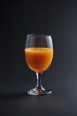 Fresh Orange Juice in Elegant Glass on Black Background