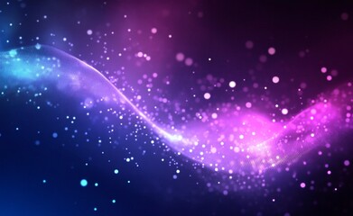 Obraz premium Abstract Digital Background with Glowing Dots and Waves in Purple-Blue Gradient