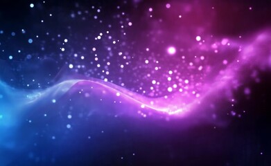 Obraz premium Abstract Digital Background with Glowing Dots and Waves in Purple-Blue Gradient