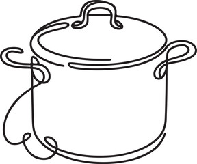 Minimalist Saucepan Line Art Vector