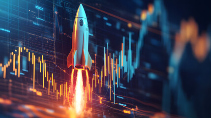 abstract digital background with a roket