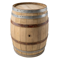 Wooden barrel on transparent background