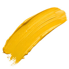 yellow paint stroke on transparent background