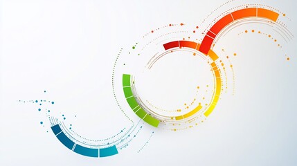Abstract technology rings, circular connections, and data flow illustration