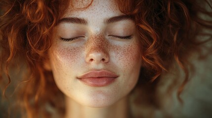 close up portrait of a young womn with eyes closed,stock photo