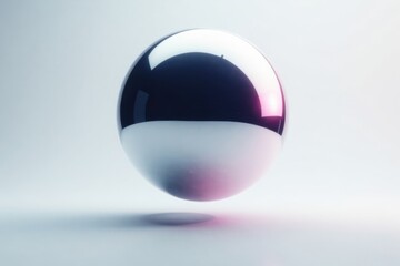 Sleek metallic sphere hovering above a white futuristic background, , futuristic