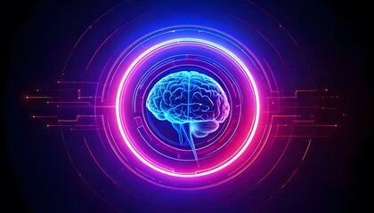 Obraz premium “AI Brain Interface – Abstract Neural Technology Illustration”