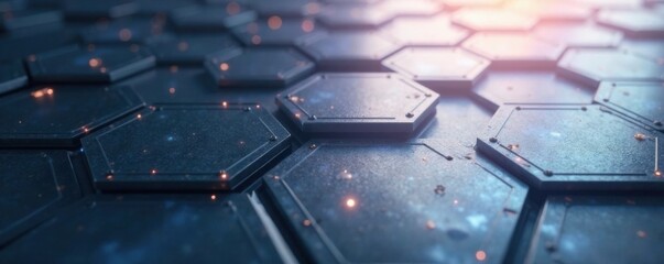 Obraz premium Geometric hexagonal metal background with soft white light and subtle reflections, metallic, geometric, minimalist