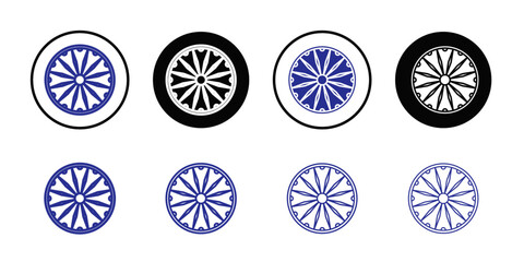 Ashoka Wheel icon Thin line art collection