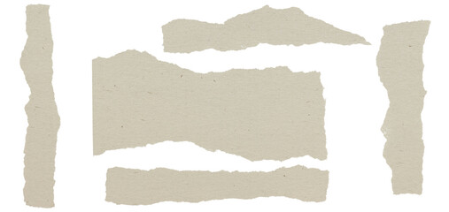 Naklejka premium Torn pieces of beige paper on a transparent background.