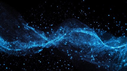 Abstract Blue Planet Earth with Glowing Lines on Dark Background Representing Global Network and Data Transfer Concept