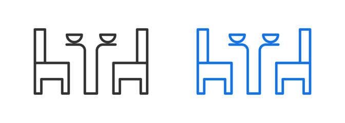 Dining table line icon set