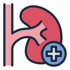 organ health filled line icon for kidney checkup exam