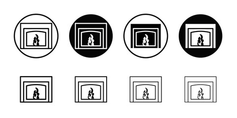 Fireplace icon Thin line art collection