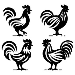 Fantastic black hen silhouettes for nature-inspired projects