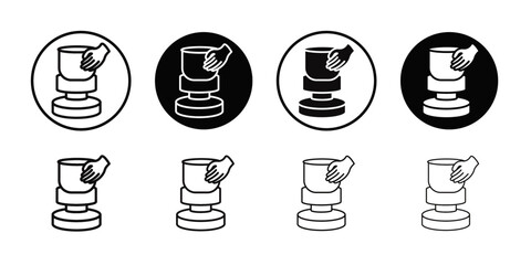 Handmade pottery icon Thin line art collection