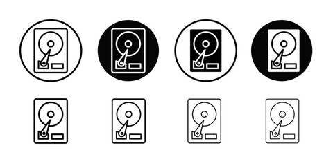 Hard disk drive icon Thin line art collection