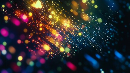 Obraz premium Cinematic Shot of Colorful Data Points and Lines in Motion