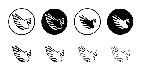 Pegasus icon Thin line art collection