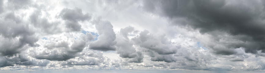 cloudscape. overcast weather. dark storm clouds in the sky before the rain. aerial panoramic view.