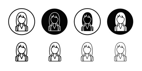 School girl icon Thin line art collection