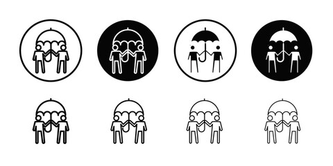 Umbrella sharing Icon Thin line art collection