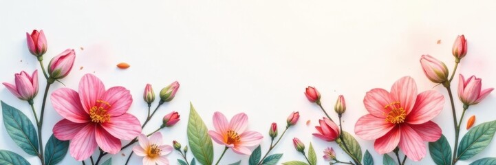 Fototapeta premium Delicate flower arrangement in watercolor hues, colorful, watercolor