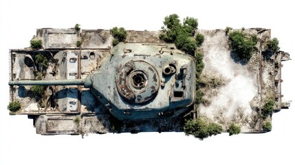 Abandoned tank in a desolate landscape