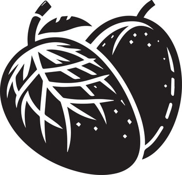 recommend clip art: Mango with leaf silhouette, black mango illustration, mango silhouette vector isolated on white background