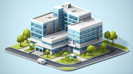 Hospital isometric 3d building vector image
