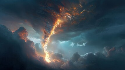 Fiery Lightning Storm Cloudscape