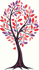 Obraz premium Colorful Heart Shaped Tree Illustration on White Background Representing Love and Nature in a Whimsical Style Generative AI