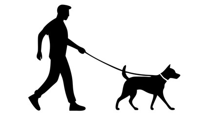 Silhouette of a Man Walking a Dog During a Sunny Day in a Park Setting Generative AI