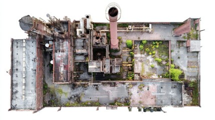 Abandoned factory, aerial view