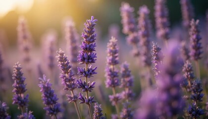 Obraz premium Serene Lavender Field at Sunrise A Stunning Image of Purple Blooms